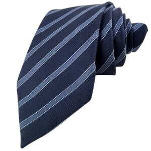Fabio Ferretti Tie 63" Extra Long Navy Blue Stripe Silk Made in Italy